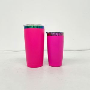 Gobelets isothermes miniatures gravés au laser, plaqués arc-en-ciel, 10 oz, avec revêtement en poudre colorée et couvercles magnétiques coulissants - Product Image 4