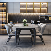Hanyee Table à manger rectangulaire de luxe 6 meubles de maison de style italien pieds en acier au carbone décor en marbre matériau en métal durable