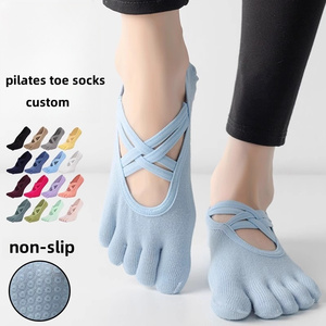<span class=keywords><strong>Calcetines</strong></span> de Pilates finos personalizables para mujer, diseño de <span class=keywords><strong>5</strong></span> <span class=keywords><strong>dedos</strong></span>, antideslizantes, con suela cruzada, cortos, para otoño - Product Image 1
