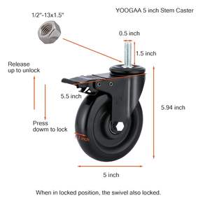 Stangenrollen <span class=keywords><strong>5</strong></span> Zoll Rollen Sicherheits-Doppelverriegelung 1500Lbs Schwerlast Gewinde-Eisenstangenrollen Geräuschlose Schwenkrollen - Product Image 4