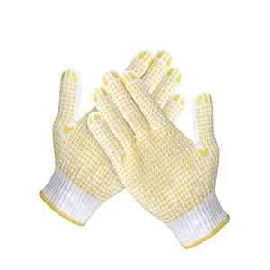 China Factory Yellow PVC gepunktete Baumwolle gestrickt Handschuh Arbeits schutz Arbeits sicherheit Arbeits handschuhe für den Bau