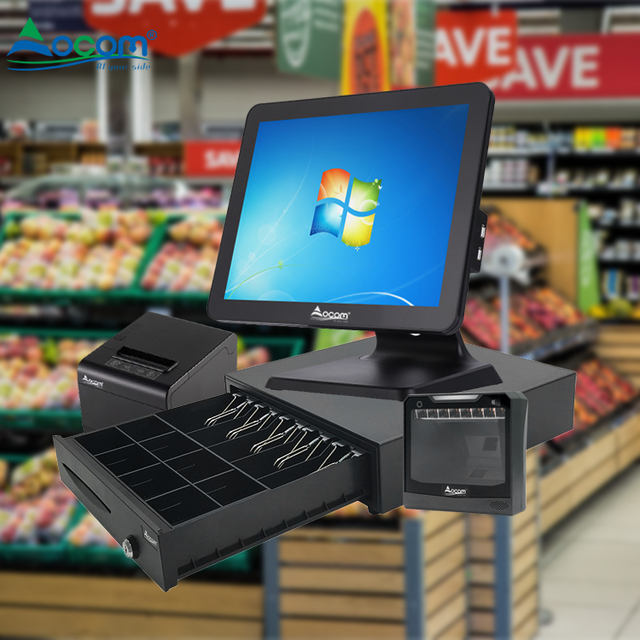 OCOM New 15Inch Windows Cash Register Pos Machine Touch Screen Cashier All in One Pos System Computer