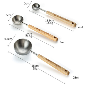 Biểu Tượng Tùy Chỉnh 304 Thép Không Gỉ 4Ml <span class=keywords><strong>8</strong></span> 25 Muỗng Muỗng Muỗng Đo Muỗng Xử Lý Bằng Gỗ - Product Image 6