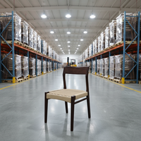 Chaises de salle à manger en bois massif, style mi-siècle, noyer, dossier en rotin tressé, mobilier de café, directement de l'usine