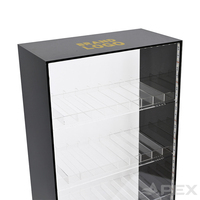 Présentoir à tabac moderne en acrylique APEX avec surface polie, panneau antivol amovible, personnalisable, 5 niveaux, pour les magasins de tabac
