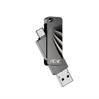 Clé USB 3.0 en métal Type-C pivotante 32 Go-512 Go 2-en-1 avec vitesse de lecture de 100-150 Mo/s et de lecture/écriture de 30-50 Mo/s, cryptage, logo personnalisé