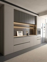 Buffet Modulaire de Luxe Minimaliste Moderne en Bois Massif Écologique avec Tiroirs et Étagères Ouvertes pour Salon, Salle à Manger et Maison