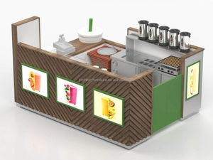 High End Bubble Tea <strong>Kiosk</strong> <strong>Juice</strong> bar Counter Design Coffee <strong>Kiosk</strong> Wood Color Mall Drink <strong>Kiosk</strong> - Product Image 5