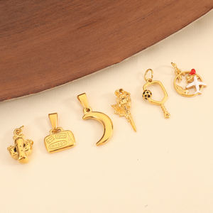 Olivia Stainless Steel Cherry Strawberry Moon <span class=keywords><strong>Suitcase</strong></span> 18k Gold Plated Plane Travel Fashion Charm Pendant untuk Pembuatan DIY - Product Image 2