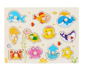 An ninh cao bằng gỗ đại dương động vật tay lấy Câu Đố ghép hình children's Montessori giáo dục câu đố đồ chơi - Product Image 1