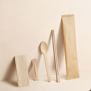 Set di posate monouso da asporto 4 in 1: cucchiaio, tovagliolo, forchetta, bacchette per la consegna di cibo a domicilio - Product Image 4