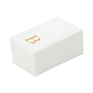 Luxenap 15,8X7,9 pulgadas Toallas de invitados de tacto de lino 50 toallas de mano con letras Gold 'B' Sans <span class=keywords><strong>Serif</strong></span> Font White Paper Dinner Servilkins Bag - Product Image 6