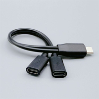 Kabel Splitter USB C 2 in 1 USB-C Male ke Type-C Female & Type-C Male, Kabel Splitter OTG untuk Pengisian Daya & Transfer Data