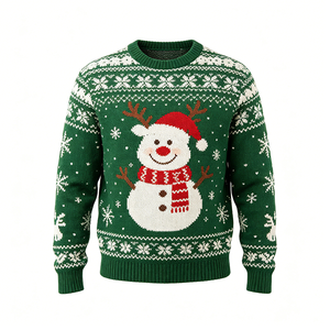 Custom OEM 100% Cotton Men's Christmas Sweater Crew Neck Snowman Jacquard Knit Holiday Pullover Ugly Xmas <strong>Jumper</strong> - Product Image 1
