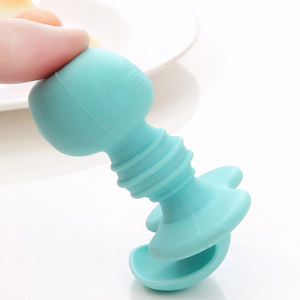 신생아 유아 아기 첫 단계 독립적 인 수유 훈련 스푼 Bpa 무료 씹을 수있는 실리콘 아기 숟가락 - Product Image 6