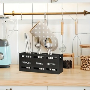 Wooden kitchen storage <b>box</b>, divider tableware storage rack, tableware holder, cutlery organizer, solid wood <b>shelf</b> - Product Image 1