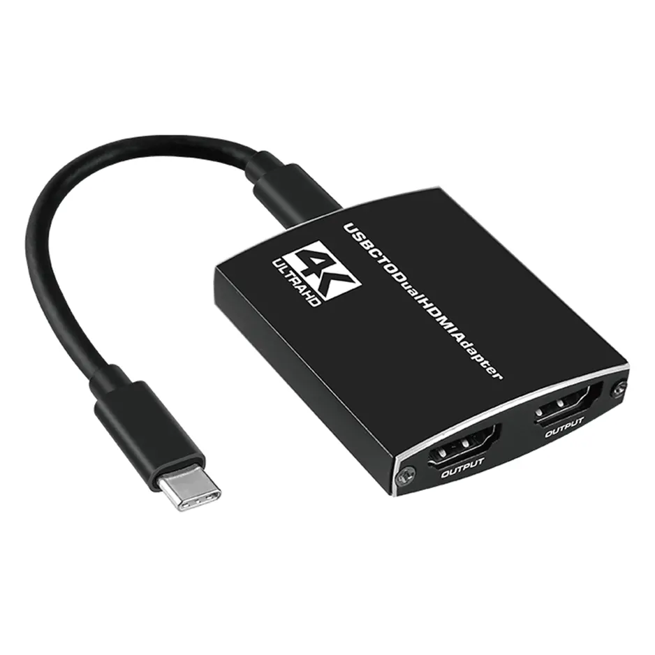Adaptateur AV numérique USB C vers double HDMI, convertisseur USB 3.1 Type C vers HDMI 2 double affichage 4K @ 60hz avec sortie audio 3.5mm pour MacBook