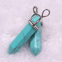 Pendentif en Quartz naturel, cristal, pierre, verre, Agate, Jade, Hexagonal, losange, bricolage, collier, bijoux, breloques