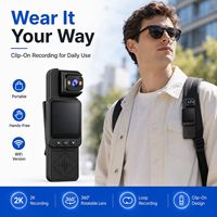 Kamera Tubuh Portabel Tahan Lama dengan Klip, Perekam Video 2K yang Dapat Dipakai, Lensa Dapat Diputar 360 Derajat, Kontrol WiFi via Aplikasi, Mini DV Camcorder