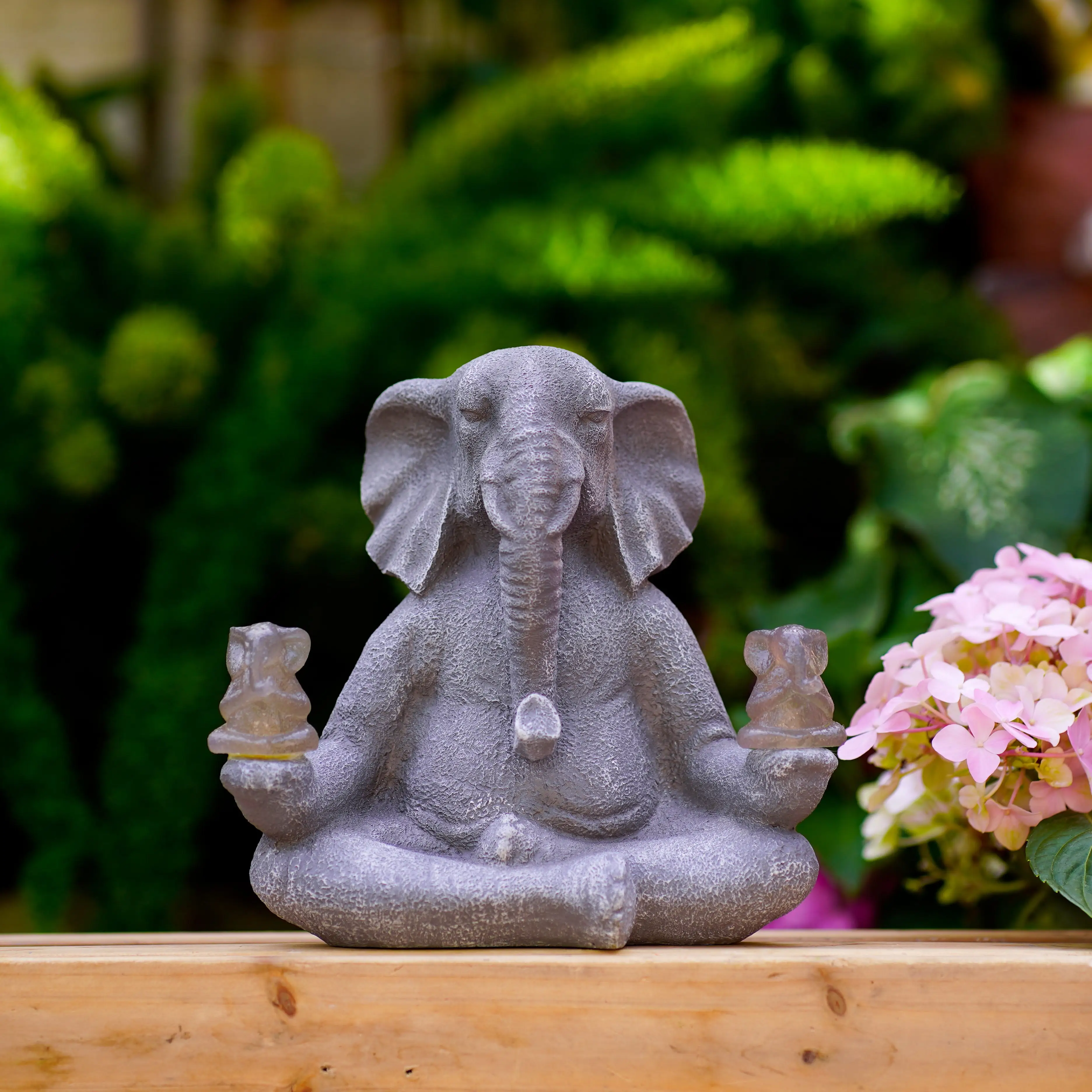 Bahçe süs sanat heykeli heykel dini heykelcik güneş ışığı meditasyon fil reçine el sanatları