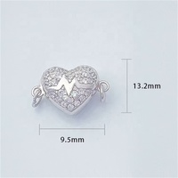 Aimant personnalisé en argent sterling 925 plaqué or fermoir vis zircon fabrication de bijoux connecteur à faire soi-même bracelet fermoirs magnétiques coeur