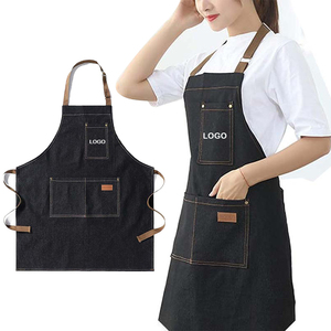 Delantal de Peluquería de Mezclilla, Impermeable, Resistente a la Decoloración, Talla Grande, <span class=keywords><strong>Chaleco</strong></span> Profesional para Estilistas, con Bolsillos, para Hombre y Mujer, <span class=keywords><strong>Negro</strong></span> - Product Image 1