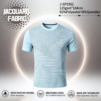 Tissu en maille jacquard personnalisé, 125 g/m², 165 cm, 92 % polyester, 8 % élasthanne, pour t-shirt de sport, maillot de football