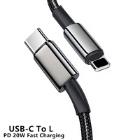 Câble tressé en nylon très vendu, 1 mètre (3,3 pieds), charge rapide PD 20W, durable et économique, pour toutes les séries iPhone 6-14, USB-C vers Lightning