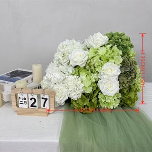 Bola de Flores Artificiales Romántica Hecha a Mano de 45 cm, Verde, para Decoración de Mesa de Boda, Centro de Mesa Escolar, de Larga Duración - Product Image 2