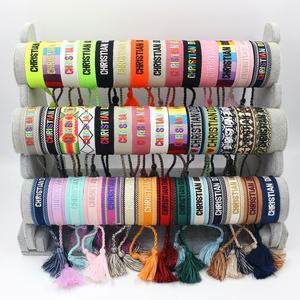 Personalizado hecho a mano tejido letras amor bordado borla pulsera moda ajustable amistad tela pulseras - Product Image 3