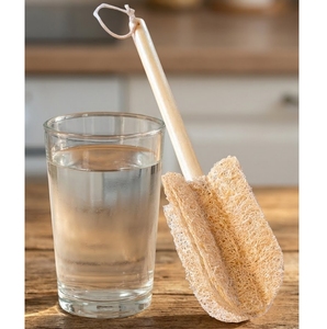 Cepillo de Limpieza para Vasos y Tazas de 4 Cuchillas KB Eco Life, Esponja de Lufa Natural Suave y Segura, Antiarañazos, Fácil de Limpiar - Product Image 1