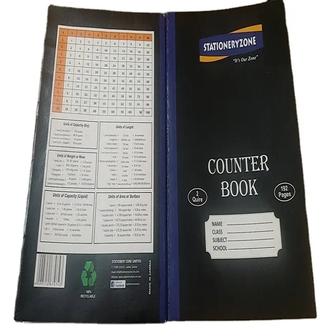 High Quality Two Quire Counter Books 192 pages with centre sewn binding
