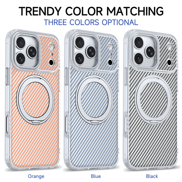 Airbag Shockproof Magnetic Metal 360 Rotation Kickstand Carbon Fiber Texture Phone Case Cover for Motorola G 5G Play 2026 2025