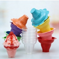 Gobelets en plastique PET transparents de qualité alimentaire, imprimés avec logo personnalisé, pour crème glacée/cone de neige, 4oz, 8oz, 12oz