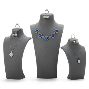 Expositor de Joyería de Cuero de Lujo Personalizado al por Mayor en Negro, Verde, Blanco y Gris con Maniquí para Exhibición de Collares, Hecho en China - Product Image 4