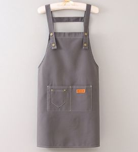 Tablier de cuisine personnalisé en toile, tablier rouge pour barista, tabliers de cuisine coréens en coton - Product Image 5