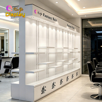 Vitrine de salon de coiffure moderne en MDF avec éclairage LED et design écologique pour centre commercial de luxe