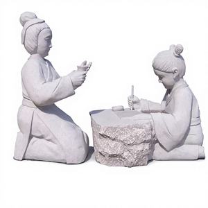 รูปปั้นหินอ่อนสีขาวตกแต่งบ้านสวน Mencius และแม่ของเขาประติมากรรมกำหนดเอง1.2m 1.5m 1.8m 2M หินแกรนิต - Product Image 2