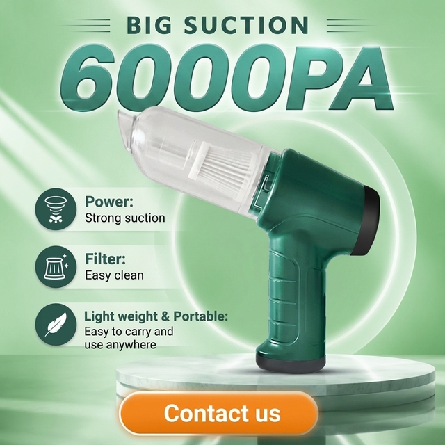 Handheld Portable Cordless Vacuum 6Kpa Powerful Suction Fast Charging Light Weight Low Noise for Household Vehicle Sofa Clean