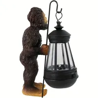 Résine durable | Statue Bigfoot Sasquatch en résine avec lanterne-Décor de jardin extérieur réaliste, résistant aux UV
