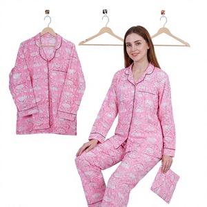 Conjunto de Pijama de Dos Piezas de Algodón con Botones Vintage para Damas de Honor de Verano, Vestido de Noche Informal Sexy de Estilo Bohemio Indio - Product Image 1