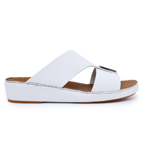 SHIKOL Sandales arabes blanches Dubaï personnalisées en <span class=keywords><strong>cuir</strong></span> de veau grain <span class=keywords><strong>souple</strong></span> véritable du Golfe pantoufles ODM OEM cousues à la main pour hommes sandales arabes - Product Image 4