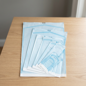 House Brand 3.50x9 Self-Sealing Sterilization Pouches (<b>Paper</b>/Blue-Green Film) CE Certified ASTM F2100 Level 3 Standard EOS - Product Image 3