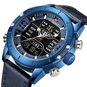 NAVIFORCE Horloge 9153 Fashion Quartz Waterdichte Horloges Mannen Pols Digitale Dubbele Display Mannelijke Horloges Relogio Masculino