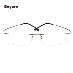 Очки для чтения bofyare, квадратные очки без оправы, титановая оптическая оправа, очки для чтения с синим светом, оптовая продажа с фабрики - Product Image 4