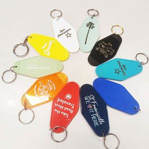 Wholesale Custom logo Promotional Blank Plastic Retro Vintage Motel Hotel Room Keychain - Product Image 6