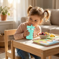 Biberon isotherme en acier inoxydable de 15 oz, design moderne et minimaliste, avec manchon en silicone, tasses à paille pour enfants