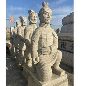 QINLING chinois guerriers en <span class=keywords><strong>terre</strong></span> <span class=keywords><strong>cuite</strong></span> Figure Sculpture sur pierre décoration ornements et ancienne pierre guerriers Statue - Product Image 2