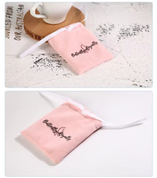 Petite pochette en velours rose avec cordon de serrage, personnalisable avec logo imprimé, pour bijoux, cadeaux, mariage, rangement, anti-poussière