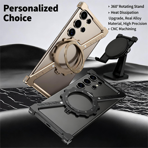 Étui de téléphone portable en aluminium de luxe transfrontalier S23 S24 S25 S22 Ultra, antichoc, avec poignée, dissipation thermique de type Z, magnétique <span class=keywords><strong>360</strong></span> - Product Image 5